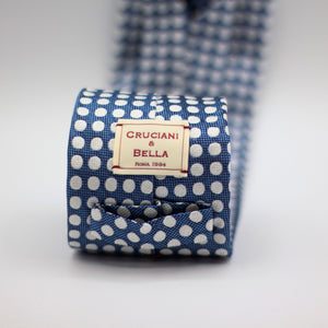 Cruciani & Bella 100% silk Tipped 3-Folds High Cobalt Blue "Winston's Spot" tie Handmade in Como, Italy 8 cm x 150 cm