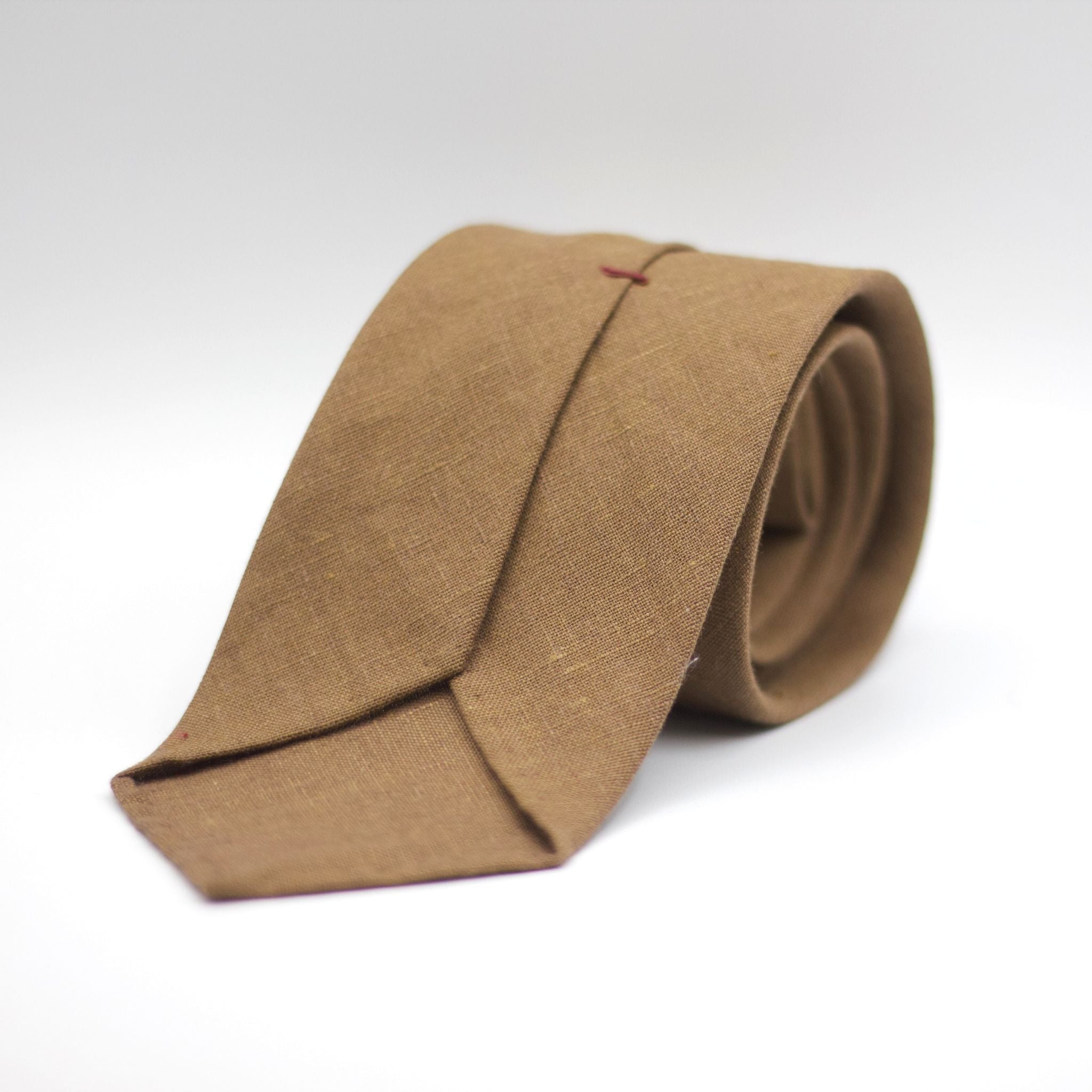 Cruciani & Bella - 100% Woven Jacquard Linen Tie  - Light Brown solid