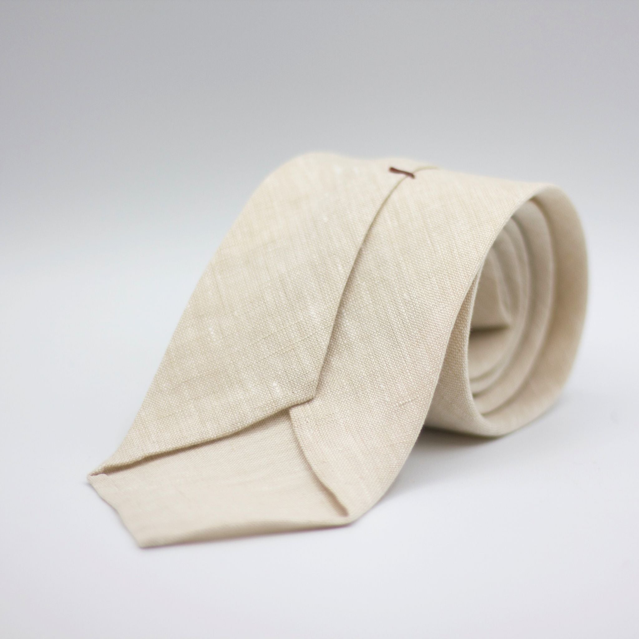 Cruciani & Bella - 100% Woven Jacquard Linen Tie  - Off White solid
