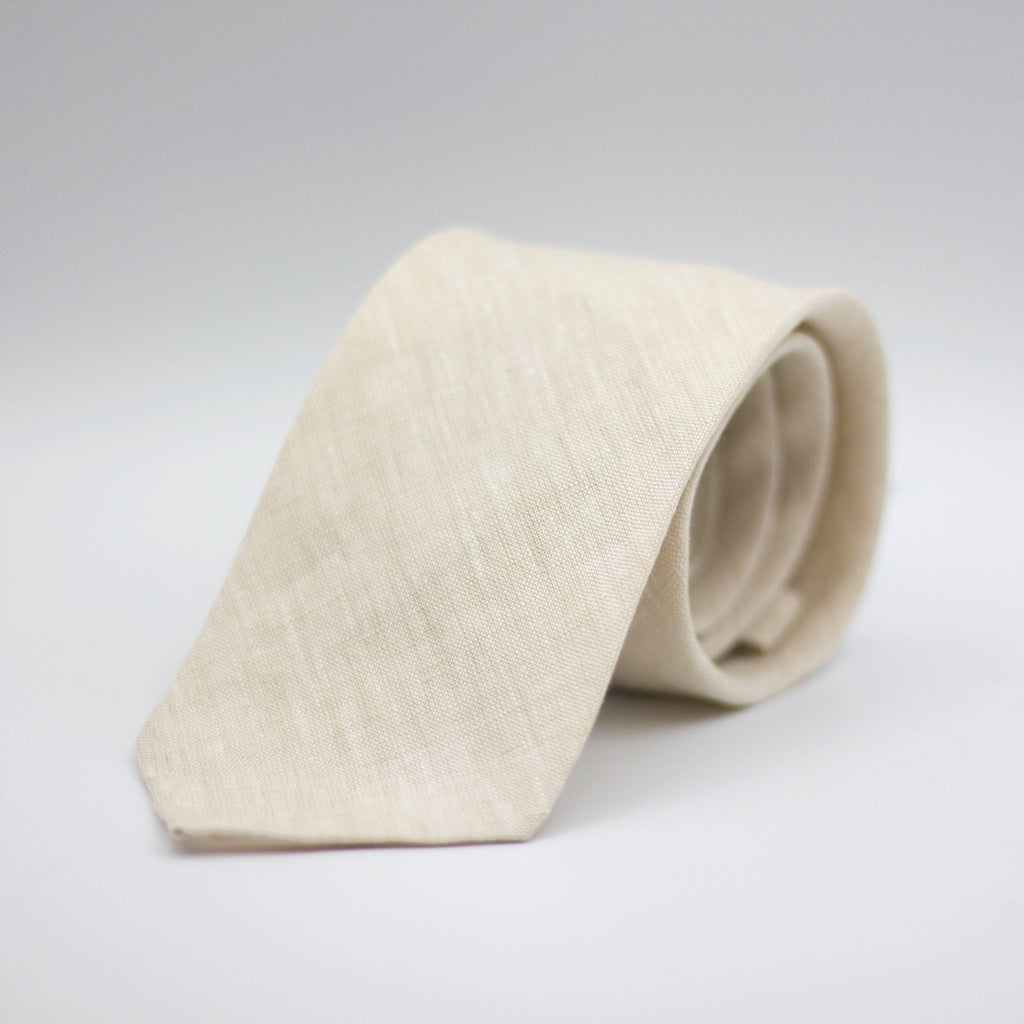 Cruciani & Bella - 100% Woven Jacquard Linen Tie  - Off White solid