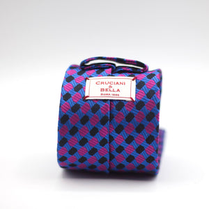 Cruciani & Bella - Jacquard Silk - Black, Pink and Blue Tie