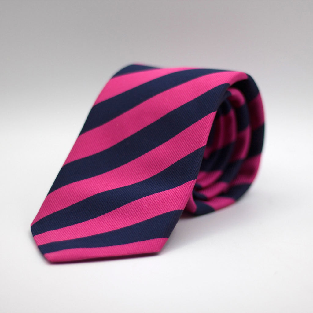 Cruciani & Bella - Jacquard Silk - Fuchsia and Blue Stripes Tie