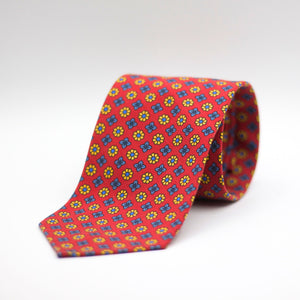 Cruciani & Bella - Printed Madder Silk  - Unlined - Red, Yellow and Blue Tie