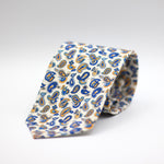 Cruciani & Bella - Printed Madder Silk  - Unlined - White, Blue and Yellow Paisley Tie