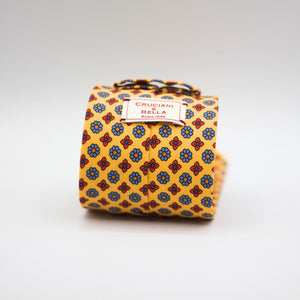 Cruciani & Bella - Printed Madder Silk  - Unlined - Yellow, Red and Blue Tie