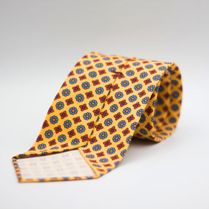 Cruciani & Bella - Printed Madder Silk  - Unlined - Yellow, Red and Blue Tie