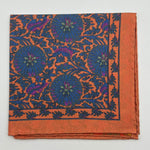 Cruciani & Bella - Silk - Apricot, Olimpic Blue and Green Double Patterned Motif Pocket Square 