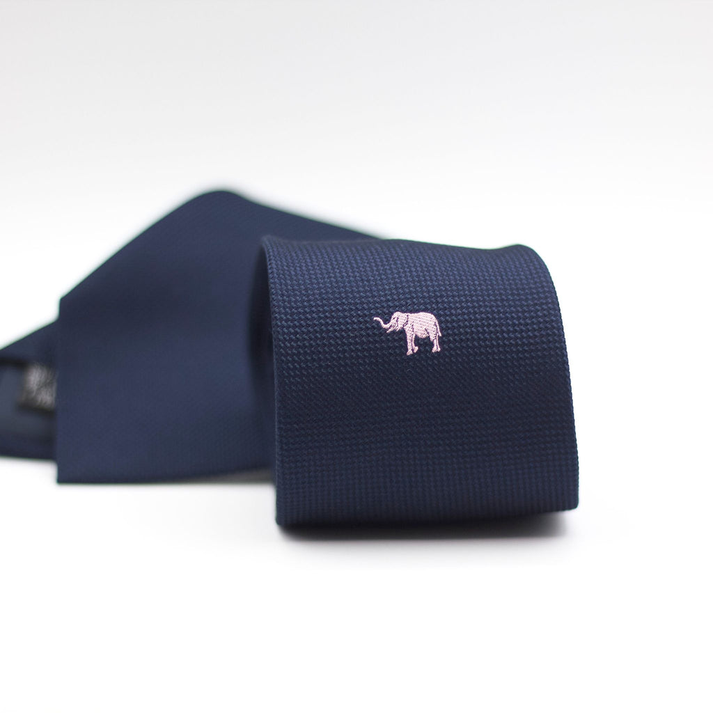 Cruciani & Bella - Silk - Blue, under the knot Pink Elephant Tie