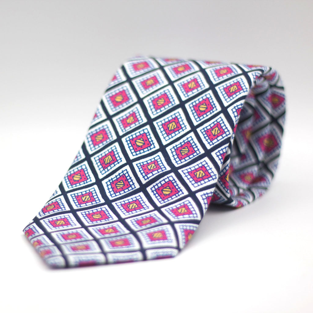 Cruciani & Bella - Silk - Navy, Light Blue, Pink and Yellow Tie