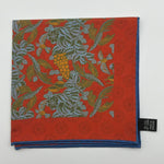 Cruciani & Bella - Silk - Red, Green and Yellow Double Patterned Motif Pocket Square