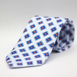 Cruciani & Bella - Silk - White, Light Blue, Blue and Orange Tie