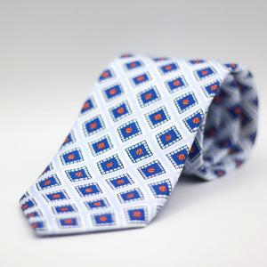 Cruciani & Bella - Silk - White, Light Blue, Blue and Orange Tie