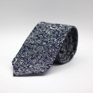 Cruciani & Bella - Woven Jacquard Silk - Blue, White Motif Unlined Tie