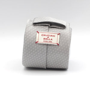 Cruciani & Bella - Woven Jacquard Silk - Light Grey, White Motifs Tie