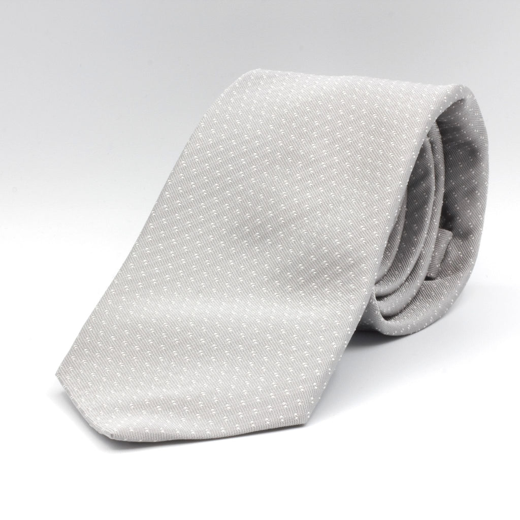 Cruciani & Bella - Woven Jacquard Silk - Light Grey, White Motifs Tie