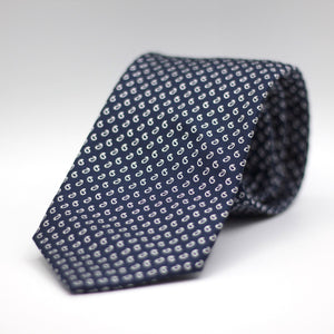 Cruciani & Bella - Woven Jacquard Silk - Navy, White Motif Tie