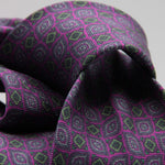 Cruciani &amp; Bella
100% Printed Silk

Self-Tipped
Fucsia, green and Grey Motif Tie&nbsp;
Handmade in Rome, Italy.

8 cm x 150 cm
#9296