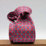 Cruciani &amp; Bella
100% Printed Silk

Self-Tipped
Red, Blue, Light Blue and White Motif Tie&nbsp;
Handmade in Rome, Italy.

8 cm x 150 cm
#9297