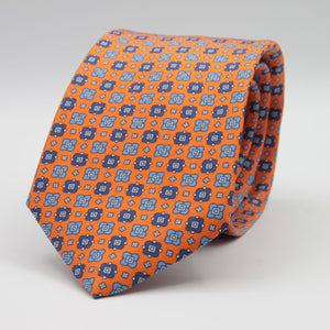 Cruciani &amp; Bella
100% Printed Silk

Self-Tipped
Orange, Blue, Light Blue and White Motif Tie&nbsp;
Handmade in Rome, Italy.

8 cm x 150 cm
#9298