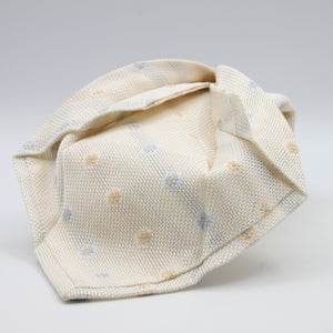 Cruciani &amp; Bella
100% Silk Garza Fina
Woven in Italy
Self-Tipped

Off-White, Yellow and Light Blue Tie
Handmade in Italy
8 cm x 150 cm
#9446