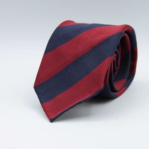 Cruciani & Bella 100% Silk Slim Shape Jacquard  Unlined Regimental "Sidney Sussex College" Blue and Dark Red stripes tie Handmade in Italy 8 cm x 150 cm #7699