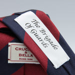 Cruciani & Bella 100% Silk Slim Shape Jacquard  Unlined Regimental "The Brigade of Guards" Blue and Burgundy stripes tie Handmade in Italy 8 cm x 150 cm #7697