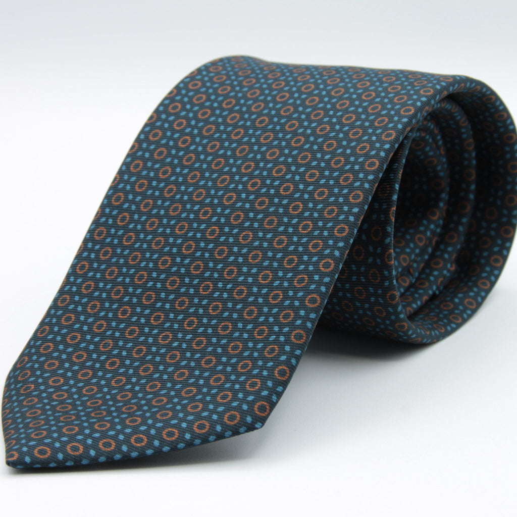 Cruciani & Bella - Silk - Small Printed Geometric Designs Blue, Brown and Light Blue #8910