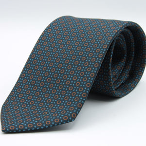 Cruciani & Bella - Silk - Small Printed Geometric Designs Blue, Brown and Light Blue #8910