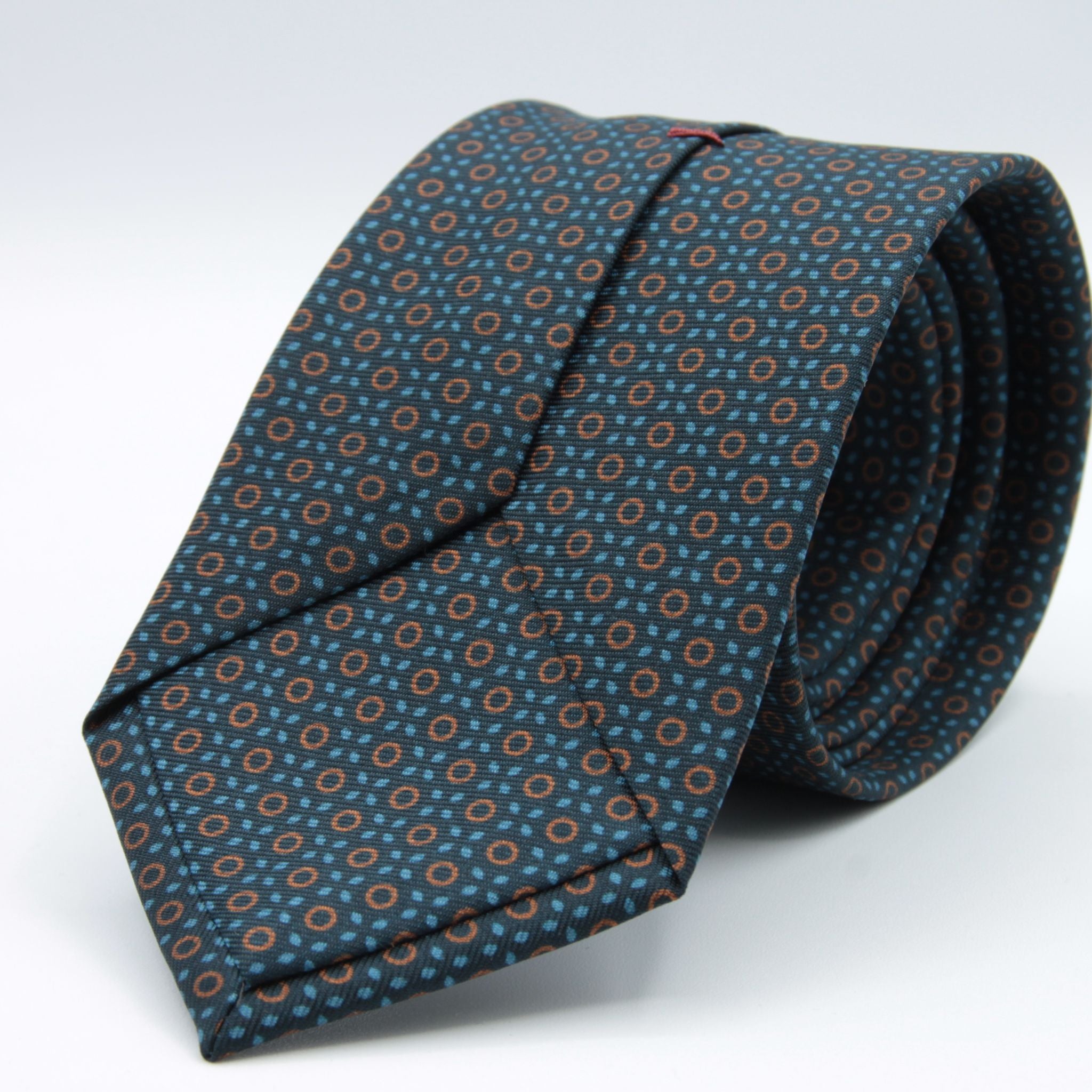 Cruciani & Bella - Silk - Small Printed Geometric Designs Blue, Brown and Light Blue #8910