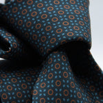 Cruciani & Bella - Silk - Small Printed Geometric Designs Blue, Brown and Light Blue #8910