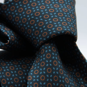 Cruciani & Bella - Silk - Small Printed Geometric Designs Blue, Brown and Light Blue #8910