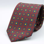 Cruciani &amp; Bella&nbsp; 100% Printed Silk Self-Tipped Printed Archive Medallion Design Red Wine, Orange, Yellow and Green Handmade in Italy 8 x 150 cm #8912