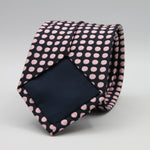 Cruciani &amp; Bella

100% Woven Jacquard silk
Tipped

Dark Blue and Pink "Winston's Spot" Tie
Handmade in Como, Italy
8 cm x 150 cm
#8801