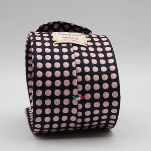 Cruciani &amp; Bella

100% Woven Jacquard silk
Tipped

Dark Blue and Pink "Winston's Spot" Tie
Handmade in Como, Italy
8 cm x 150 cm
#8801