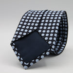 Cruciani &amp; Bella

100% Woven Jacquard silk
Tipped

Blue Navy and Baby Blue "Winston's Spot" Tie
Handmade in Como, Italy
8 cm x 150 cm
#8802