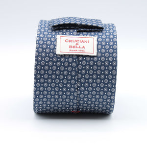Cruciani &amp; Bella
100% Printed Silk

Self-Tipped
Blue, Grey and White Motif Tie&nbsp;
Handmade in Rome, Italy.

8 cm x 150 cm
#9284