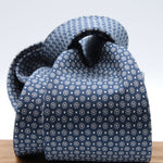 Cruciani &amp; Bella
100% Printed Silk

Self-Tipped
Blue, Grey and White Motif Tie&nbsp;
Handmade in Rome, Italy.

8 cm x 150 cm
#9284