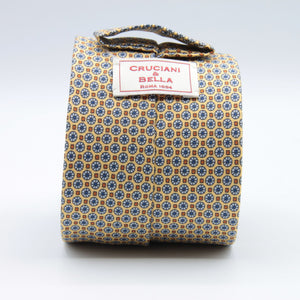 Cruciani &amp; Bella
100% Printed Silk

Self-Tipped
Yellow, Light Blue and Orange Motif Tie&nbsp;
Handmade in Rome, Italy.

8 cm x 150 cm
#9286