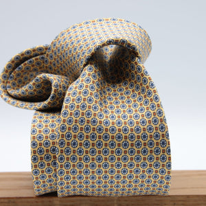 Cruciani &amp; Bella
100% Printed Silk

Self-Tipped
Yellow, Light Blue and Orange Motif Tie&nbsp;
Handmade in Rome, Italy.

8 cm x 150 cm
#9286