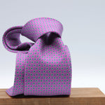 Cruciani &amp; Bella
100% Printed Silk

Self-Tipped
Fucsia, Light Grey, Light Blue and Blue Motif Tie&nbsp;
Handmade in Rome, Italy.

8 cm x 150 cm
#9287