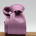 Cruciani &amp; Bella
100% Printed Silk

Self-Tipped
Pink, Red, Blue and White Motif Tie&nbsp;
Handmade in Rome, Italy.

8 cm x 150 cm
#92889