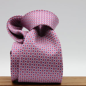 Cruciani &amp; Bella
100% Printed Silk

Self-Tipped
Pink, Red, Blue and White Motif Tie&nbsp;
Handmade in Rome, Italy.

8 cm x 150 cm
#92889
