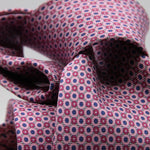 Cruciani &amp; Bella
100% Printed Silk

Self-Tipped
Pink, Red, Blue and White Motif Tie&nbsp;
Handmade in Rome, Italy.

8 cm x 150 cm
#92889
