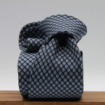 Cruciani &amp; Bella
100% Printed Silk

Self-Tipped
Dark Blue and Grey Motif Tie&nbsp;
Handmade in Rome, Italy.

8 cm x 150 cm
#9290