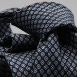 Cruciani &amp; Bella
100% Printed Silk

Self-Tipped
Dark Blue and Grey Motif Tie&nbsp;
Handmade in Rome, Italy.

8 cm x 150 cm
#9290