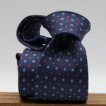Cruciani &amp; Bella
100% Printed Silk

Self-Tipped
Blue, red, Grey and White Motif Tie&nbsp;
Handmade in Rome, Italy.

8 cm x 150 cm
#9301