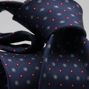 Cruciani &amp; Bella
100% Printed Silk

Self-Tipped
Blue, red, Grey and White Motif Tie&nbsp;
Handmade in Rome, Italy.

8 cm x 150 cm
#9301