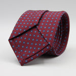 Cruciani &amp; Bella
100% Printed Silk

Self-Tipped
Red Wine, Blue, Light Blue and White Motif Tie&nbsp;
Handmade in Rome, Italy.

8 cm x 150 cm
#9304