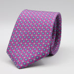 Cruciani &amp; Bella
100% Printed Silk

Self-Tipped
Fucsia, Blue, Light Blue and White Motif Tie&nbsp;
Handmade in Rome, Italy.

8 cm x 150 cm
#9306