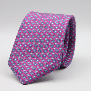 Cruciani &amp; Bella
100% Printed Silk

Self-Tipped
Fucsia, Blue, Light Blue and White Motif Tie&nbsp;
Handmade in Rome, Italy.

8 cm x 150 cm
#9306
